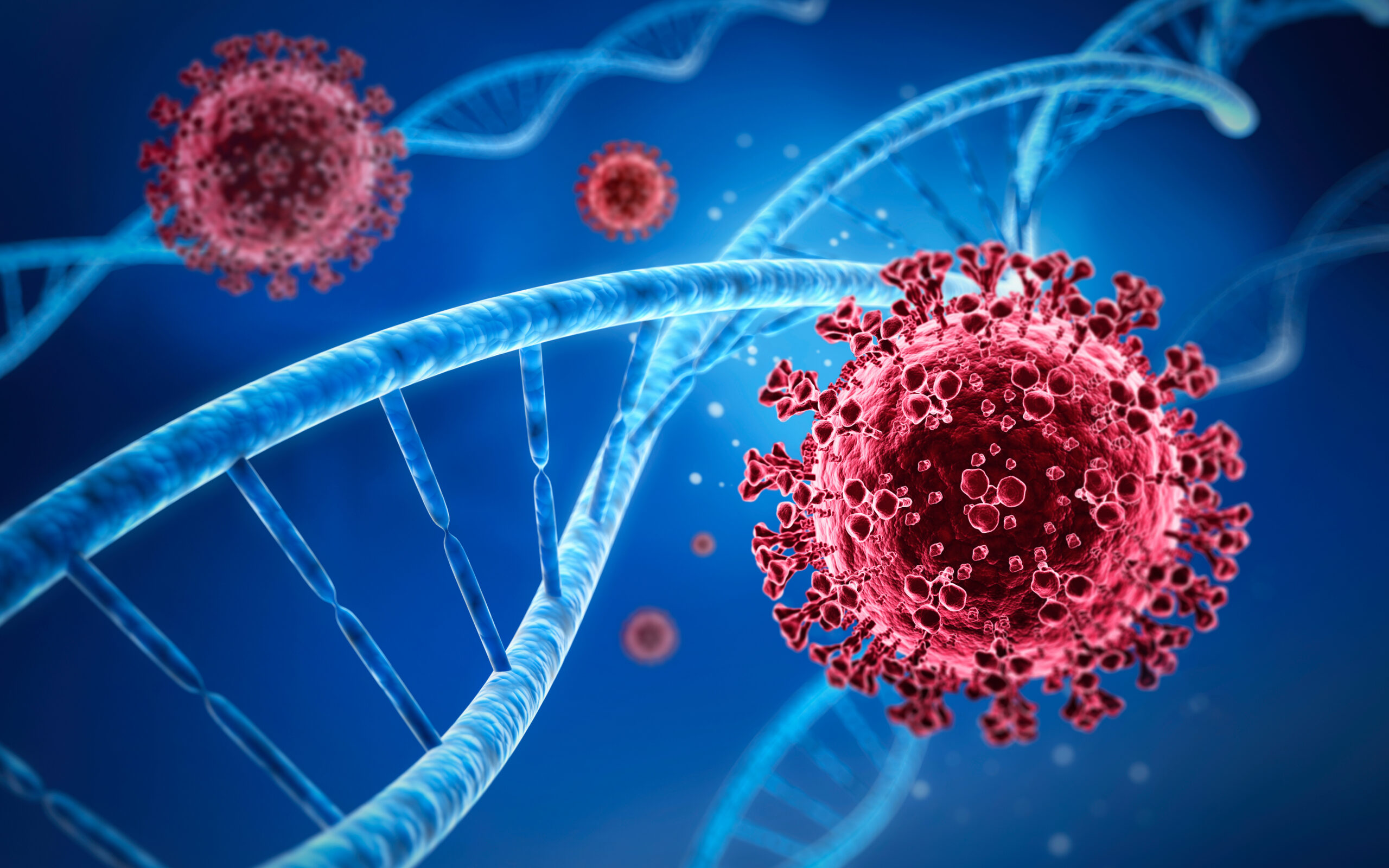 Coronavirus,And,Dna,Strands,-,Medical,3d,Illustration