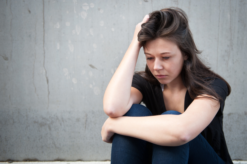 Outdoor,Portrait,Of,A,Sad,Teenage,Girl,Looking,Thoughtful,About